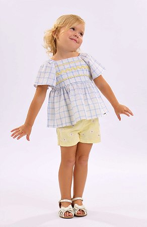 Conjunto Infantil Feminino Batinha Shorts Tecido