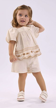 Conjunto Bebê Nini Bambini Shorts Arrumadinho