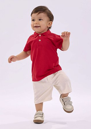 Conjunto Bebê Menino Polo Vermelha Nini Bambini