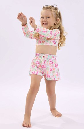 Shorts Bebê Infantil Feminino Floral Tactel