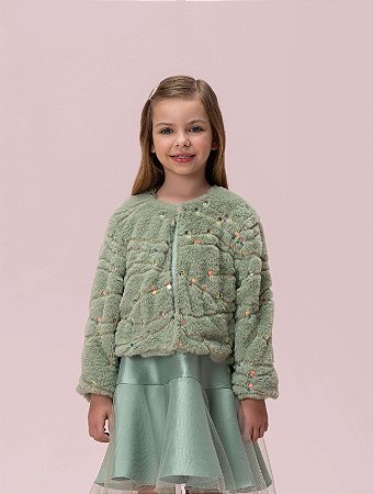 Casaco Pele Infantil Petit Cherie com Brilho