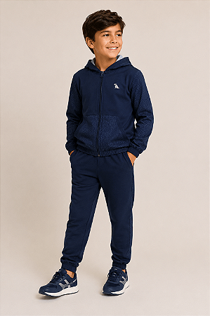 Conjunto Infantil Quimby Corta Vento Azul com Capuz
