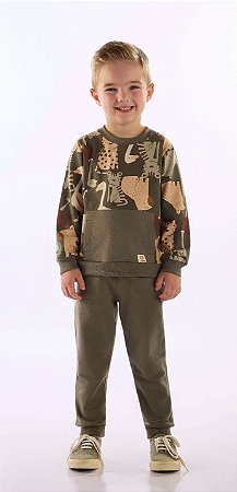 Conjunto Infantil Masculino Up Baby Verde Bichos