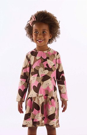 Vestido Infantil Manga Longa Cotton Estampado