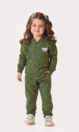 Conjunto Moletom Menina Verde Aberto Dila