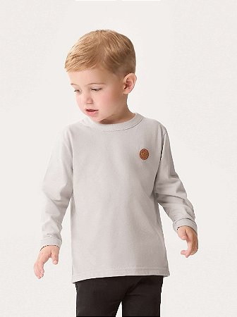 Camiseta Infantil Masculina Manga Longa Lisa