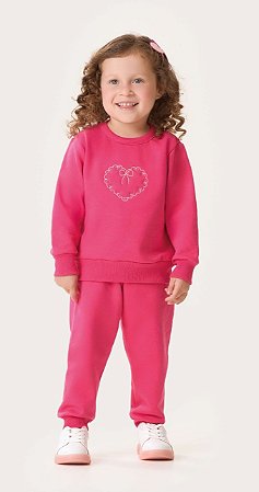 Conjunto Infantil Menina Blusão Fechado Pink