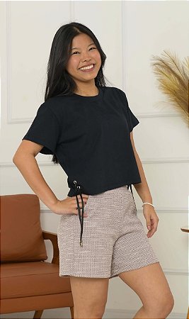 Conjunto Juvenil Feminino Blusa e Short Tweed