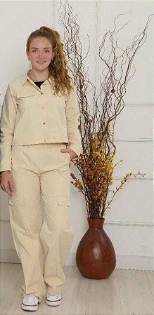 Conjunto Juvenil Feminino Jaqueta e Calça Cargo