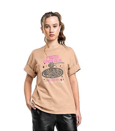 Camiseta Juvenil Feminina Gloss Bege Estampa