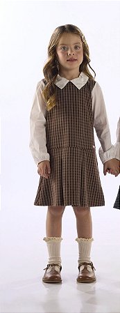 Vestido Infantil Up Baby em Tweed Marrom