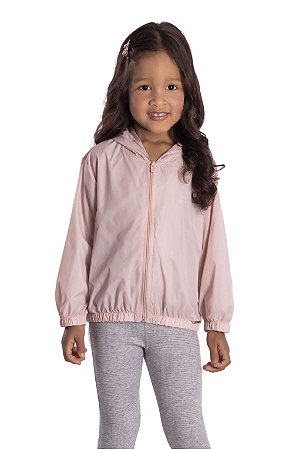 Jaqueta Corta Vento Infantil Rosa com Capuz