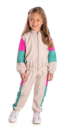 Conjunto Infantil Feminino Calça e Jaqueta Corta Vento