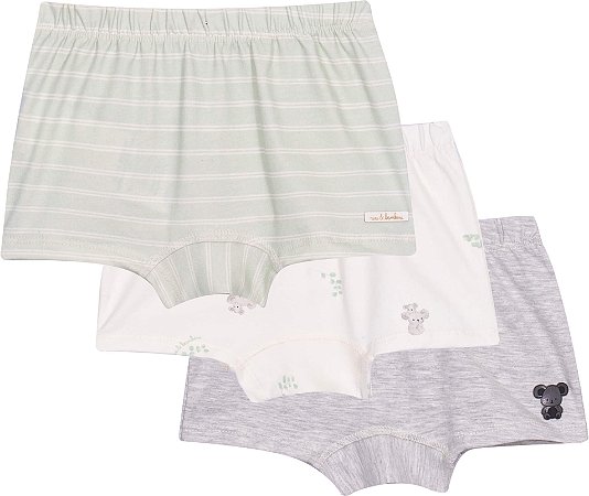 Kit Cueca Infantil Boxer 3 Peças 100% Algodão