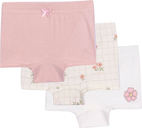 Calcinha Infantil Kit 3 Peças Algodão Shorts