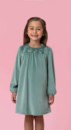 Vestido Infantil Mon Sucré Verde em Plush