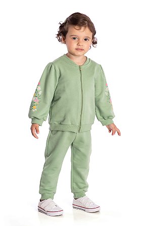 Conjunto Infantil Feminino Blusão e Calça Verde