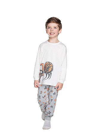 Pijama Infantil Masculino Longo Algodão Basquete