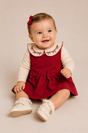 Vestido Bebê em Malha Vermelho com Body
