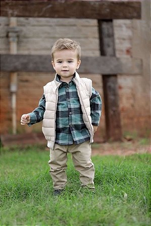 Colete Infantil Masculino Bomber Bege