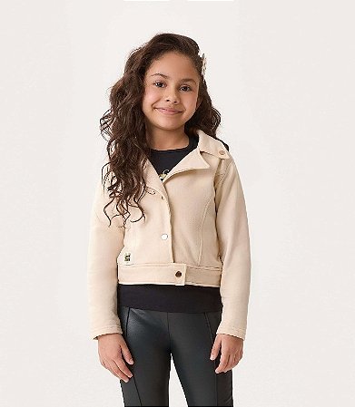 Jaqueta Infantil Feminina Moletom Bege