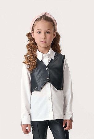 Colete Infantil Feminino Preto Cirre Dila