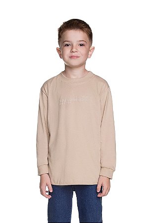 Camiseta Infantil Manga Longa Have Fun Bege
