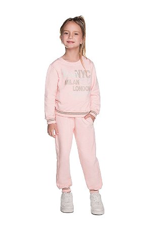 Conjunto Infantil Feminino Moletom Rosa Have Fun
