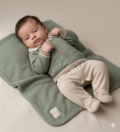 Kit Maternidade Masculino Algodão Verde