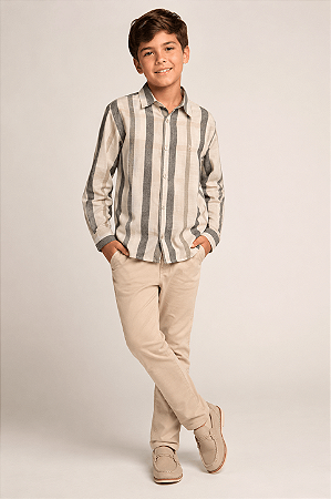 Camisa Juvenil Masculina Xadrez Linho Algodão
