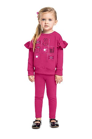 Conjunto Infantil Feminino Moletom Fechado Pink
