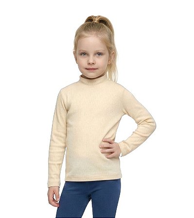 Blusa Infantil Feminina Gola Alta Bege