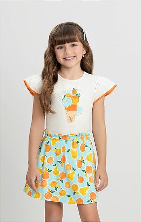 Conjunto Infantil Feminino Saia Frutas Quimby