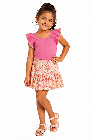 Conjunto Infantil Feminino Saia e Shorts Dila