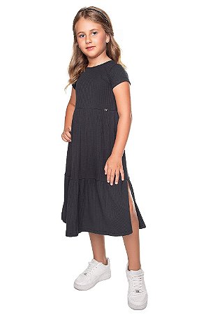 Vestido Infantil Mídi Have Fun Malha Canelada
