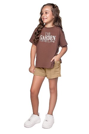 Blusa Juvenil Feminina Marrom T-Shirt