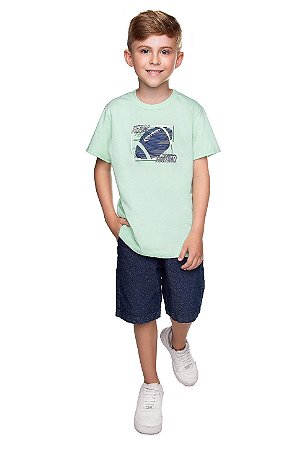 Conjunto Juvenil Masculino Bermuda Jeans