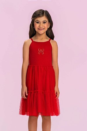 Vestido Festa Infantil Mon Sucré Vermelho