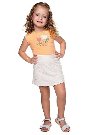 Conjunto Infantil com Saia e Blusa Cotton