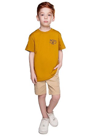 Camiseta Infantil Masculina Have Fun Mostarda