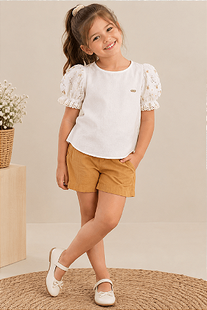 Conjunto Infantil Feminino Bata Bordada