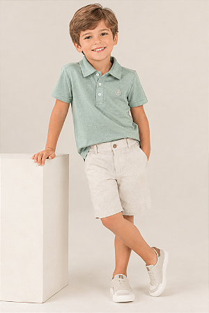 Conjunto Infantil Menino Polo Verde e Bege