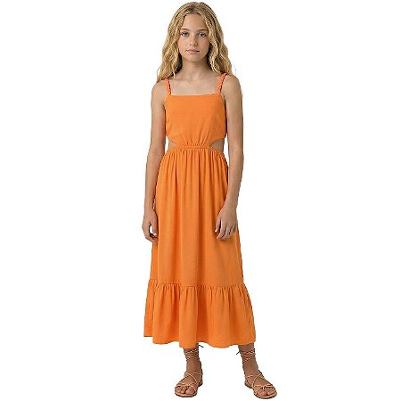 Vestido Juvenil Longo Laranja Nini Bambini