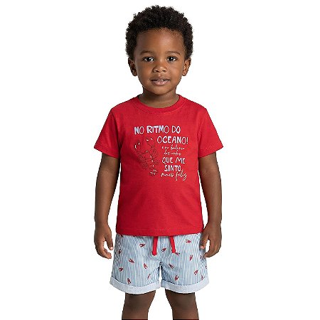 Conjunto Infantil Menino Vermelho Azul Nini Bambini