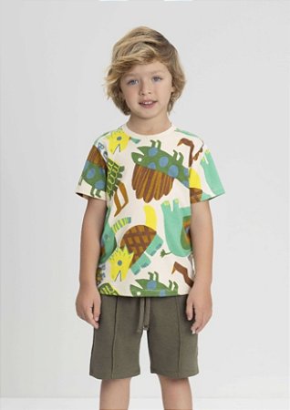 Camiseta Infantil Masculina Algodão Bichos