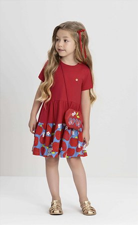 Vestido Infantil Vermelho com Bolsa Up Baby