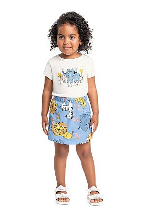 Conjunto Infantil Feminino Blusa e Saia Shorts