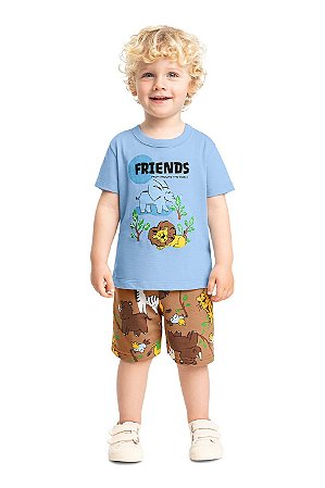 Conjunto Infantil Masculino Bermudinha Bichos