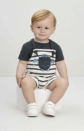 Jardineira Bebê Menino Molinha Quimby