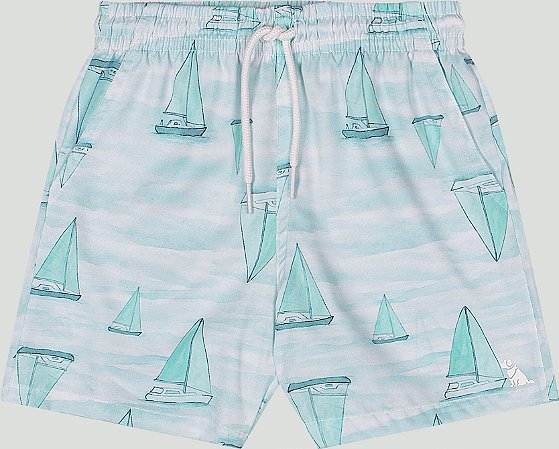 Shorts Infantil Menino Boxer Estampa Barcos